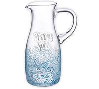 Christian Art Gifts Glass Serving Pitcher with Handle - He Restores My Soul - Psalm 23:3 Inspirational Bible Verse, 58 fl. oz.