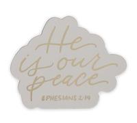Christian Art Gifts He Is Our Peace Encouraging Scripture Inspirational Decorative Die-Cut Refrigerator Magnet For Men & Women: Cute Sturdy Cloud Shape, Home, Kitchen, Office, Lockers, White & Gold