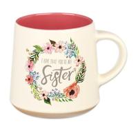 Christian Art Gifts I Love That Your My Sister Ecclesiastes 4:9 Ceramic Bible Verse Coffee Mug Floral Rustic Pink & Ivory Cup for Coffee/Tea, Dishwasher Microwave Safe, 14oz