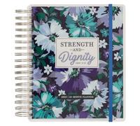 Christian Art Gifts Inspirational 18 Month Wirebound 2025 Planner for Women: Strength and Dignity - Encouraging Bible Verse Personal Week Organizer w/Elastic Closure Aug 2024-Jan 2026, Blue Floral