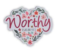 Christian Art Gifts Inspirational Refrigerator Scripture Magnet for Women & Girls with Bible Verse: Worthy - Isaiah 43:1 Heart Floral Themed Fridge Magnet, Home & Kitchen Decorations, Size 3" x 2.5"