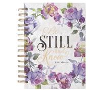 Christian Art Gifts Journal W/Scripture Be Still and Know Psalm 46:10 Bible Verse Purple Rose 192 Ruled Pages, Large Hardcover Notebook, Wire Bound