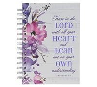 Christian Art Gifts Journal w/Scripture for Women Trust in the Lord Proverbs 3:5 Bible Verse Purple Floral Watercolor 192 Ruled Pages, Large Hardcover Notebook, Wire Bound