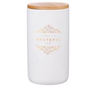 Christian Art Gifts Keepsake Count Your Blessings Gratitude Jar Set w/Bible Verse Note Cards, Today I'm Grateful For, White Ceramic with Gold