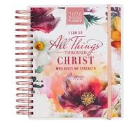Christian Art Gifts Large Inspirational Spiral-bound 18 Month 2026 Planner for Women: All Things Through Christ Encouraging Scripture, Daily Planning, Organizing, Aug 2025-Jan 2027, Multicolor Floral