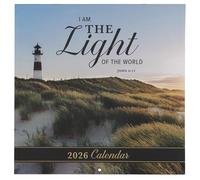 Christian Art Gifts Large Inspirational Wall Calendar for Men & Women: Light of the World Encouraging Bible Verse, Monthly Scripture, Multicolor Lighthouse Ocean Designs