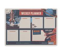 Christian Art Gifts Large Undated A4 Weekly Daily Desk Planner Pad for Kids & Teens: Strong & Courageous Inspirational Scripture, Multicolor Outer Space for Planning Days, Tasks, Reminders, 52 Pages