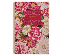 Christian Art Gifts LG Journal for Women Grace Upon Grace John 1:16 Bible Verse Inspirational Scripture Embossed Notebook, Cream and Magenta Vintage Floral w/Gold Foil, Quarter Bound, Linen Spine