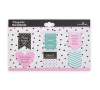 Christian Art Gifts Magnetic Scripture Bookmark Set for Men and Women: Pray Every Day Inspirational Pink and Teal Magnetic Bible Verse Pagemarker Set of 6 for Bibles and Books, Petite Cut Size 1” x 1”