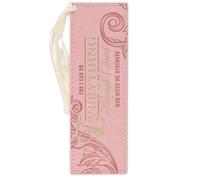 Christian Art Gifts Pink & Gold Faux Leather Premium Bible Verse Bookmark for Women: Everything Through Christ - Philippians 4:13 Inspirational Scripture w/Satin Ribbon, Cute, Sturdy, Floral Debossed