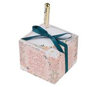 Christian Art Gifts Premium Inspiring Scripture Note Block Cube & Pen Set for Women: Altogether Beautiful Encouraging Bible Verse, 750 Sheets, Home & Office, White Paper & Cute Pink Multicolor Florals