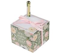 Christian Art Gifts Premium Inspiring Scripture Note Block Cube & Pen Set for Women: He Restores My Soul Encouraging Bible Verse, 750 Paper Sheets, Home & Office, White/Pink/Green Multicolor Florals