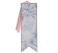 Christian Art Gifts Premium Vegan Faux Leather Scripture Bookmark for Women: It is Well with My Soul Hymn - Inspirational Heat-Debossed Faith-Based Reading Book Accessory w/Ribbon Tassel, Floral Pink