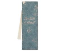 Christian Art Gifts Premium Vegan Leather Inspirational Scripture Bookmark for Women: Be Still & Know Encouraging Bible Verse, Teal Floral