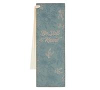 Christian Art Gifts Premium Vegan Leather Inspirational Scripture Bookmark for Women: Be Still & Know Encouraging Bible Verse, Teal Floral