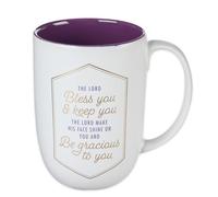 Christian Art Gifts Purple Clay Base Ceramic Coffee Mug - 15 oz. Lead and Cadmium-free Inspirational Scripture Coffee & Tea Mug for Men with Bible Verse: The Lord Bless You and Keep You - Numbers 6:24