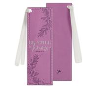 Christian Art Gifts Purple Faux Leather Purple Floral Bookmark for Women: Be Still and Know - Psalm 46:10 Inspirational Bible Verse, Heat-Debossed & Silver Foil Accents with Silky White Satin Ribbon