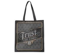 Christian Art Gifts Large Reusable Shopping Tote Bags for Women & Men, Inspirational Scripture, Sturdy Handles, Multicolor, Black Charcoal/Trust in the Lord, One Size