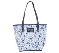 Christian Art Gifts Reusable Fashion Canvas Shopping Tote Bag for Women: Trust in the Lord Inspirational Bible Verse, Vegan Leather Handles, Interior Pockets, White & Blue Floral, Multi
