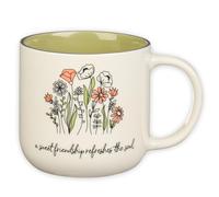 Christian Art Gifts Sage Green Floral Ceramic Coffee Mug - 15 oz. Microwave and Dishwasher-safe Inspirational Scripture Coffee and Tea Mug for Friends with Bible Verse: Sweet Friendship -Proverbs 27:9