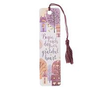 Christian Art Gifts Scripture Bookmark | Grateful Heart - 1 Thessalonians 5:16-18 Bible Verse | Inspirational Plum Bookmark for Women w/Tassel