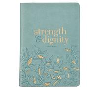 Christian Art Gifts Scripture Journal Strength Dignity Proverbs 31:25 Bible Verse Inspirational Faux Leather Notebook, Zipper Closure, 336 Ruled Pages, Ribbon
