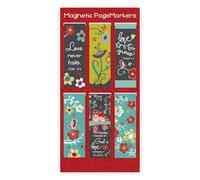 Christian Art Gifts Set of 6 God's Love Vintage Blooms Inspirational Magnetic Bible Verse Bookmark with Scripture, Size Small 2.3" x .75"