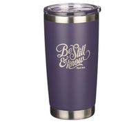 Christian Art Gifts Stainless Steel Double Wall Vacuum Insulated Tumbler 18 oz Purple Bible Verse Travel Mug with Retractable Lid for Women with Bible Verse - Be Still & Know - Psalm 46:10