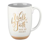 Christian Art Gifts White Clay Base Ceramic Coffee Mug - 15 oz. Lead and Cadmium-free Inspirational Scripture Coffee and Tea Mug for Men and Women with Bible Verse: Walk by Faith - 2 Corinthians 5:7