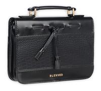 Christian Art Gifts Women's Black Vegan Leather Croc Style Bible Cover with Tassels: Blessed - Inspiring Protective Carry Case Accessory with Gold Accents, Pockets, Pen Loops & Grace Zipper, Medium