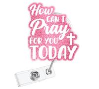 Christian Badge Reel for Nurse, How Can I Pray for You Today Retractable Badge Holder with Clip Religious Gift for Nursing Student RN Nurse Medical Worker Teacher Doctor Coworker