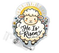 Christian Badge Reel, He is Risen Inspirational Retractable Nurse ID Badge Holder, Religious Gift for Healthcare Workers & Teachers, Joy Faith Gift -502