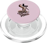 Christian Baseball Player Religious T-Shirt Saved By Grace PopSockets PopGrip for MagSafe