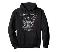Christian Beliver American Flag Faith Religious Graphic Edgy Pullover Hoodie