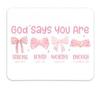 Christian Bible Accessories,Coquette Pink Bow Mouse Pad,Desk Decor for Women,Christian Gifts for Women,Non-Slip Rubber Smooth MousePads 9.4"x7.9"