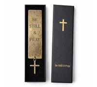 Christian Bible Bookmark - Solid Brass Prayer Bookmark with Cross - “Be Still & Pray” Religious Scripture Gift for Women and Men - Bible Study & Devotional Reading