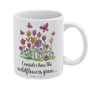 Christian Bible Chapter Mug Luke 12:27 Mug Consider How The Flowers Grow Mug Funny Coffee Mug,Man Cave Prints,The Best Gift for Colleagues, Parents, and Grandparents, 110z Men and Women