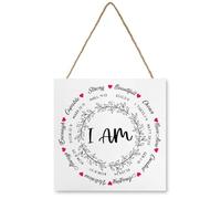 Christian Bible Chapter Wood Plaque Sign, Bible Verse Wood Sign, I Am Strong Wood Block Plaque, Christian Office Decor For Women Girl, School Office Home Bedroom Bookshelf Tabletop Decoration V421