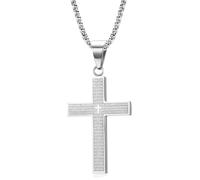 Christian Bible Cross Necklace - Religious Chain for Men | Holy Christian Necklace Pendant | Titanium Steel Cross Pendant | Religious Necklace Bible Verse Pendant | C Necklace, Consulte la descripción