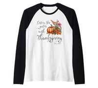 Christian Bible Enter His Gates with Thanksgiving Raglan Baseball Tee