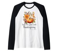 Christian Bible Enter His Gates with Thanksgiving Raglan Baseball Tee
