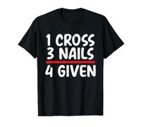 Christian Bible Message 1 Cross 3 Nails 4 Given Christian Value Graphic T-Shirt, Men, Black, S