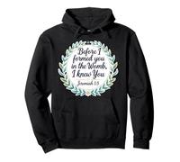 Christian Bible Pro-Life Quote Jeremiah 1:5 Floral Believer Pullover Hoodie