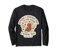 Christian Bible Pro-Life Quote Pregnant Woman Jeremiah 1:5 Long Sleeve T-Shirt
