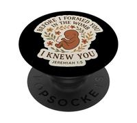 Christian Bible Pro-Life Quote Pregnant Woman Jeremiah 1:5 PopSockets Adhesive PopGrip
