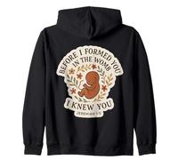 Christian Bible Pro-Life Quote Pregnant Woman Jeremiah 1:5 Zip Hoodie