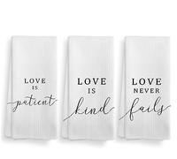 Christian Bible Scripture Love is Patient Love is Kind Love Never Fails Kitchen Towel and Dishcloths Set of 3,Christian Absorbent Drying Cloth Hand Towels Tea Towels for Bathroom Kitchen,16×24 inches