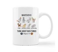 Christian Bible Scripture Philippians 4:8 Whatever is True Cute Cat Kitty Ceramic Mug-11oz Coffee Milk Tea Mug Cup with Handle,Christian Gifts,Cat Lover Gifts