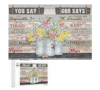 Christian Bible Verse 1000 Piece Jigsaw Puzzle for Adults and Families - Floral Hummingbirds Paiting Religous Inspirational Quotes Puzzles for Family Games, Puzzle for Gifts