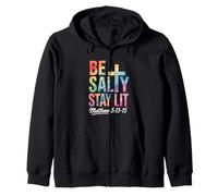 Christian Bible Verse Be Salty Stay Lit Matthew Bible Verse Zip Hoodie
